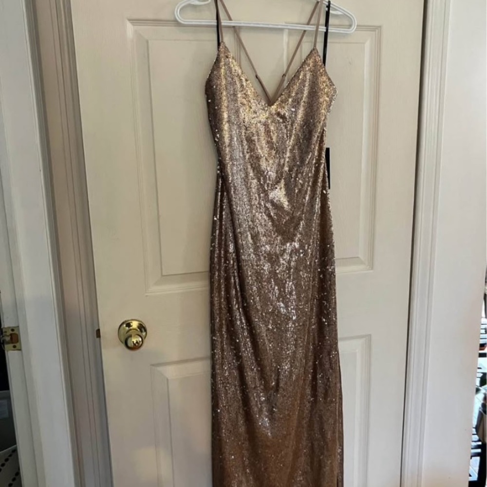 Forever 21 Rose Gold Sequin Low Back Dress